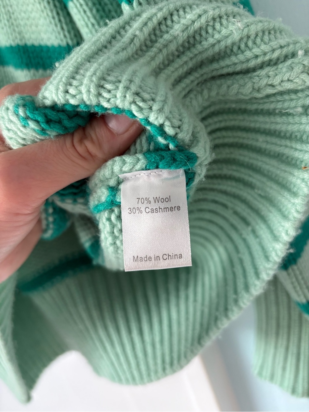 La Ligne "Marin" Wool Cashmere Sweater Rare Mint/Emerald Green Preppy Coastal - Picture 3 of 5